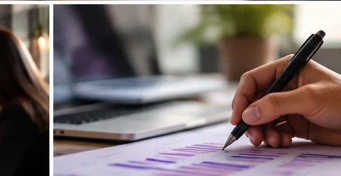 Profesional revisando información y gráficos